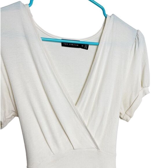 The Limited V Neck Back Tie Short Sleeve Top Off White Size XS - Picture 3 of 5